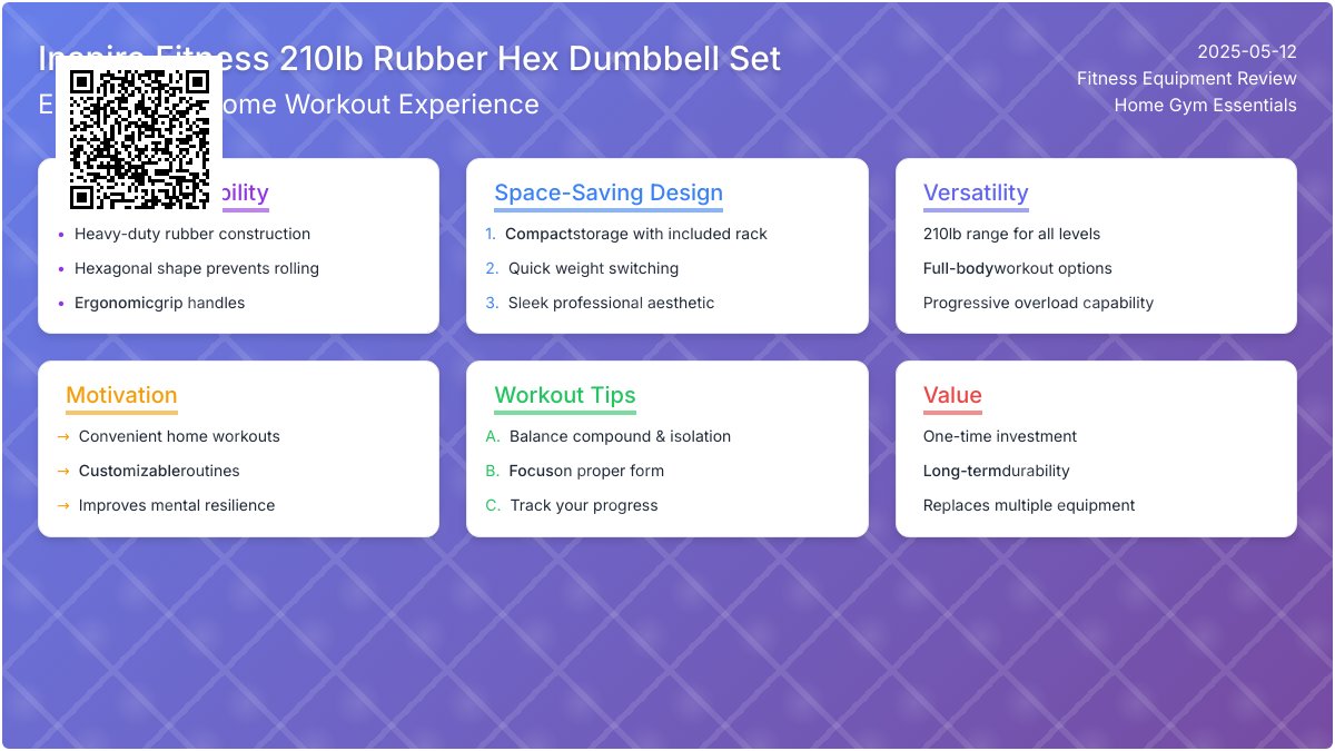 Transform Your Workout: A Comprehensive Review of the Inspire Fitness 210lb Rubber Hex Dumbbell Set with Rack