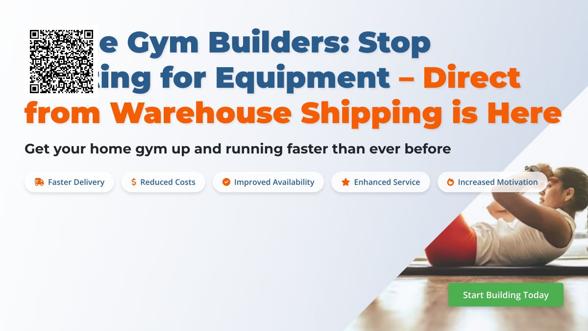 Home Gym Builder: Still waiting for your fitness program? Want to have your equipment right away? Solution: Ship directly from our warehouse. Home Gym Builder: Still waiting for your fitness program? Want to have your equipment right away? Solution: Ship directly from our warehouse.